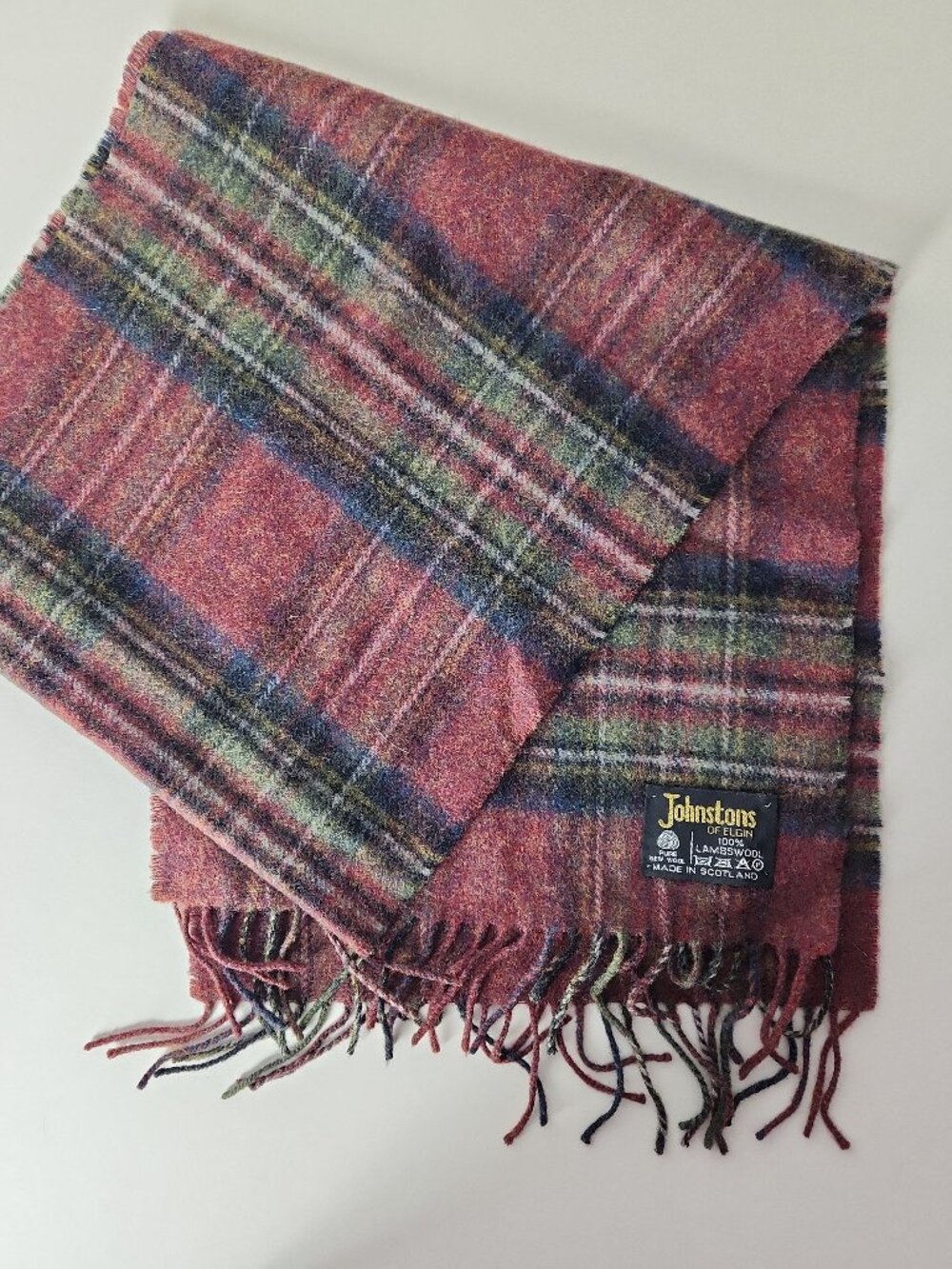 Johnstons of Elgin 100% Lambswool Tartan Plaid Scarf withFringe Made in Scotland